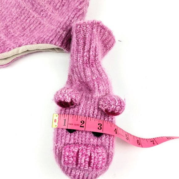 Yetilang Piglet Wool Mohair  Knitted Winter Hat and Mittens Set - Picture 16 of 16